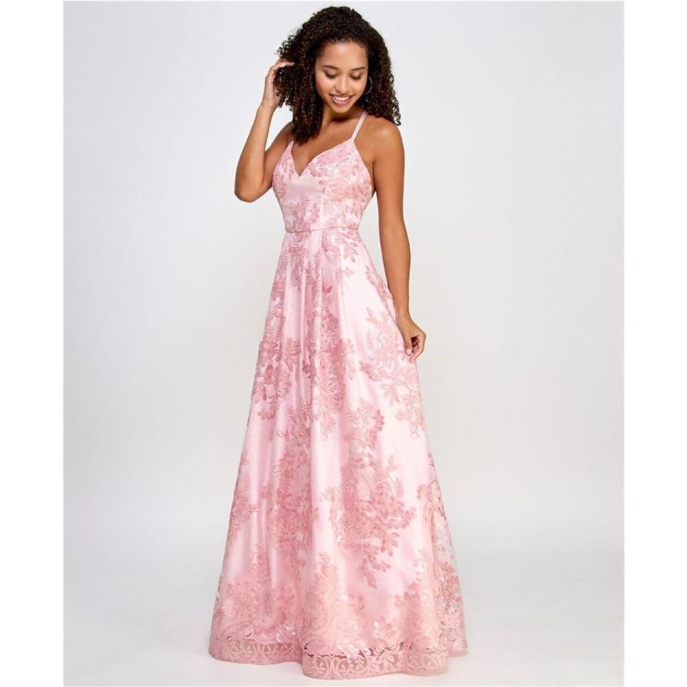 BCX Womens Sequins Gown Dress, Pink, Juniors, 9, DM